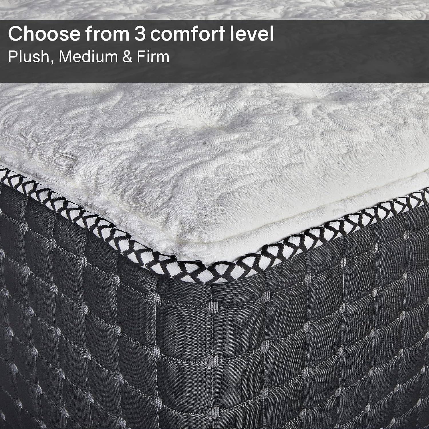 Nutan, 14-Inch Luxury Foam Encased Soft Hybrid Mattress, Pocket Coil Springs for Motion Isolation & Pressure Relief, Strong Edge Support, High Density Foam, 2' Fluffy Quilted Top, Twin, Black