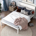 Wood Platform Bed, Bed Frame with Headboard, Wood Slat Support, No Box Spring Needed, Full, White