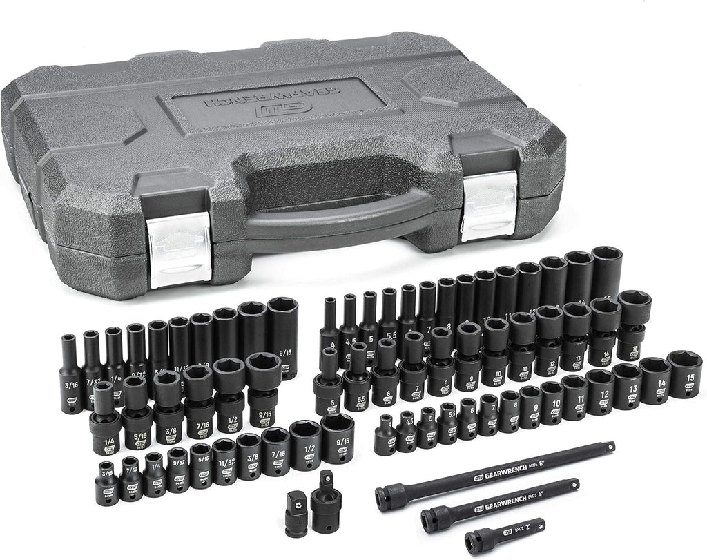 GEARWRENCH 71 Piece 1/4' Drive 6 Point Standard & Deep Universal Impact SAE/Metric Socket Set | 84903