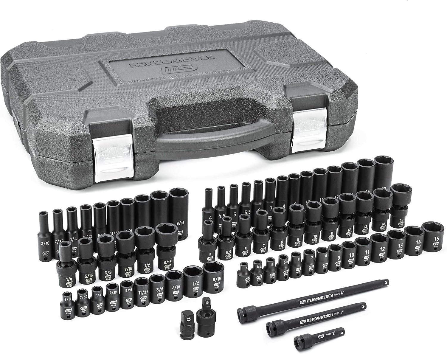 GEARWRENCH 71 Piece 1/4' Drive 6 Point Standard & Deep Universal Impact SAE/Metric Socket Set | 84903