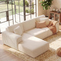 GRUSIGN 107'' Cloud Sectional Boneless Couches for Living Room, Modular L Shaped Couch with Deep Seat Oversized Left Facing Chaise, Memory Foam Compressed Spineless 3 Seater Sofa, Wide-Striped Beige