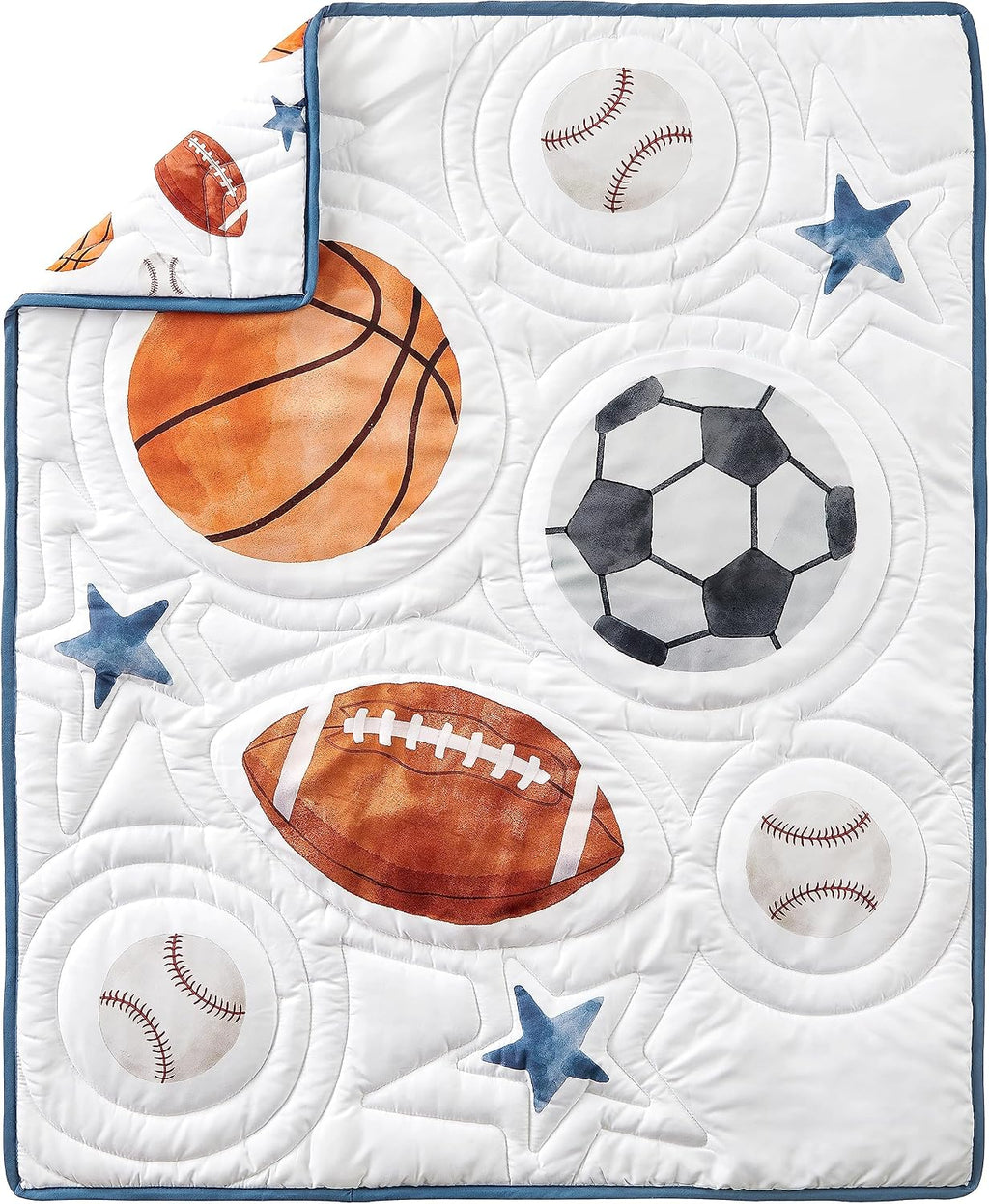 Sweet Jojo Designs Sports Theme Boy Baby Crib Bedding Set Infant Nursery Room BreathableBaby Breathable Mesh Crib Liner Blanket Fitted Sheet 6p Watercolor Vintage Soccer Football Baseball Basketball