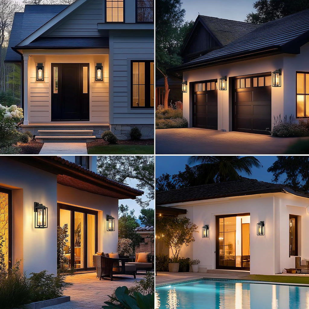 WIHTU Motion Sensor Exterior Porch Light Fixtures, Water Ripple Outdoor Wall Lantern, 2 Pack Sensor Wall Sconce Lights, Waterproof Outside Lantern Lamp, Porch Lamp for Garage, Doorway(Bulb Included)