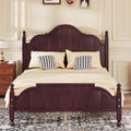 Full Size Platform Bed with Wide Headboard, Vintage Full Wooden Bed Frame with Durable Slats Support for Bedroom, Up to 650lbs, No Box Spring Needed, Easy Assembly (Espresso2, Full)