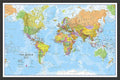 Maps International Small Political World Wall Map - Push Pin Board Mounted with Black Wood Frame - 18 x 24