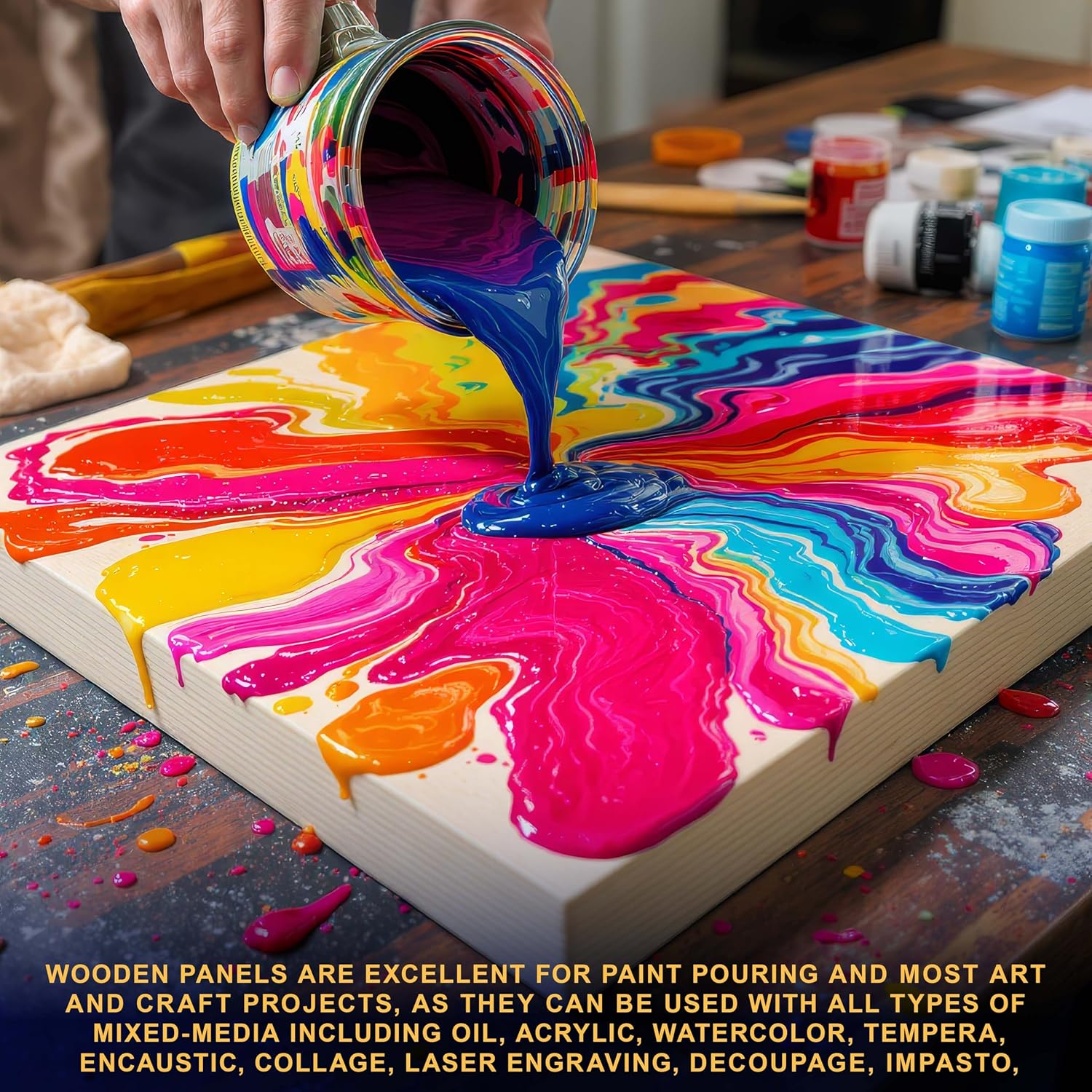 U.S. Art Supply 48' x 48' Unfinished Cradled Wood Panels for Painting, Gallery 1-1/2' Deep (2 Pack) - Artist Depth Wooden Wall Canvases - Mixed-Media Craft, Acrylic, Oil, Encaustic, Paint Pouring