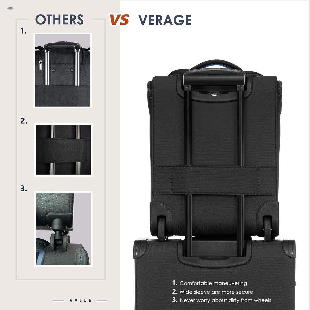 Verage Carry On Underseat Luggage with Wheels & USB Port, 16 Inch Wheeled Spinner Bag Carry-on Luggages for Airlines, Lightweight Suitcase Men Women, Pilots and Crew(16-Inch Rolling Underseat)