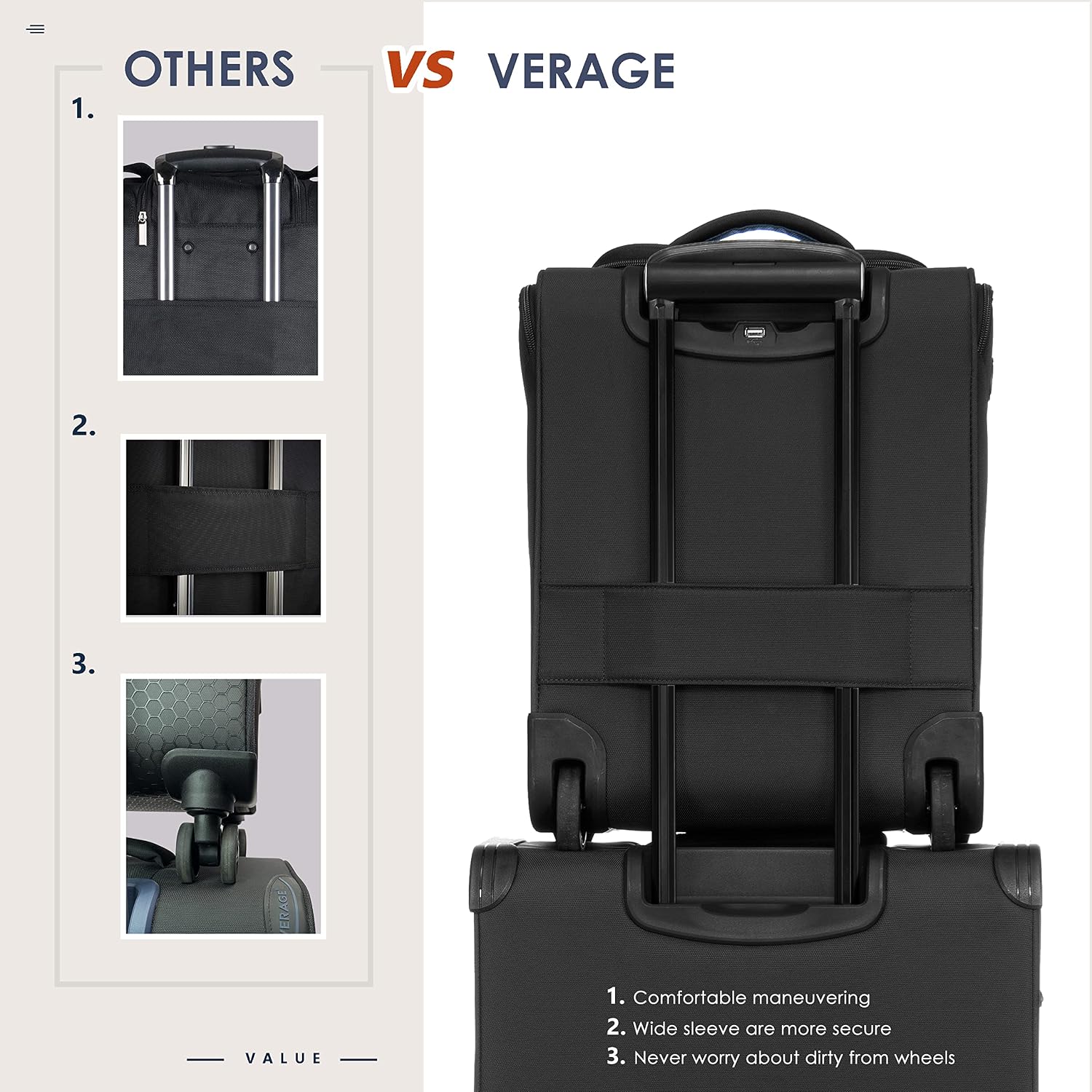 Verage Carry On Underseat Luggage with Wheels & USB Port, 16 Inch Wheeled Spinner Bag Carry-on Luggages for Airlines, Lightweight Suitcase Men Women, Pilots and Crew(16-Inch Rolling Underseat)