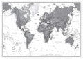 Maps International Large Political World Wall Map - Black & White - Push Pin Board Mounted with White Wood Frame - 36 x 48