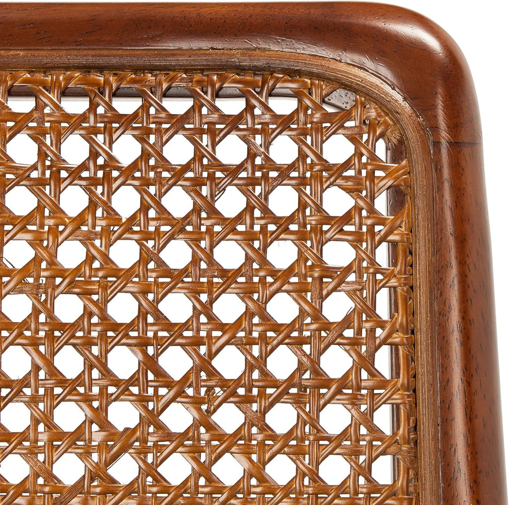 SAFAVIEH Home Collection Reinhardt Rattan Cushion Dining Chair (Set of 2) -Fully Assembled DCH8800D-SET2, Brown/Grey