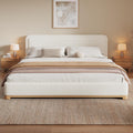 Christopher Knight Home Robey King Size Platform Bed Frame, Boucle Fabric King Size Bed Frame and Headboard, Modern King Bed Set, Wooden Slat Support, No Box Spring Needed, Easy Assembly, White