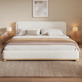 Christopher Knight Home Robey California King Size Bed Frame with Headboard, Boucle California King Bed Frame and Headboard, Wooden Slat Support, No Box Spring Needed, Easy Assembly, White