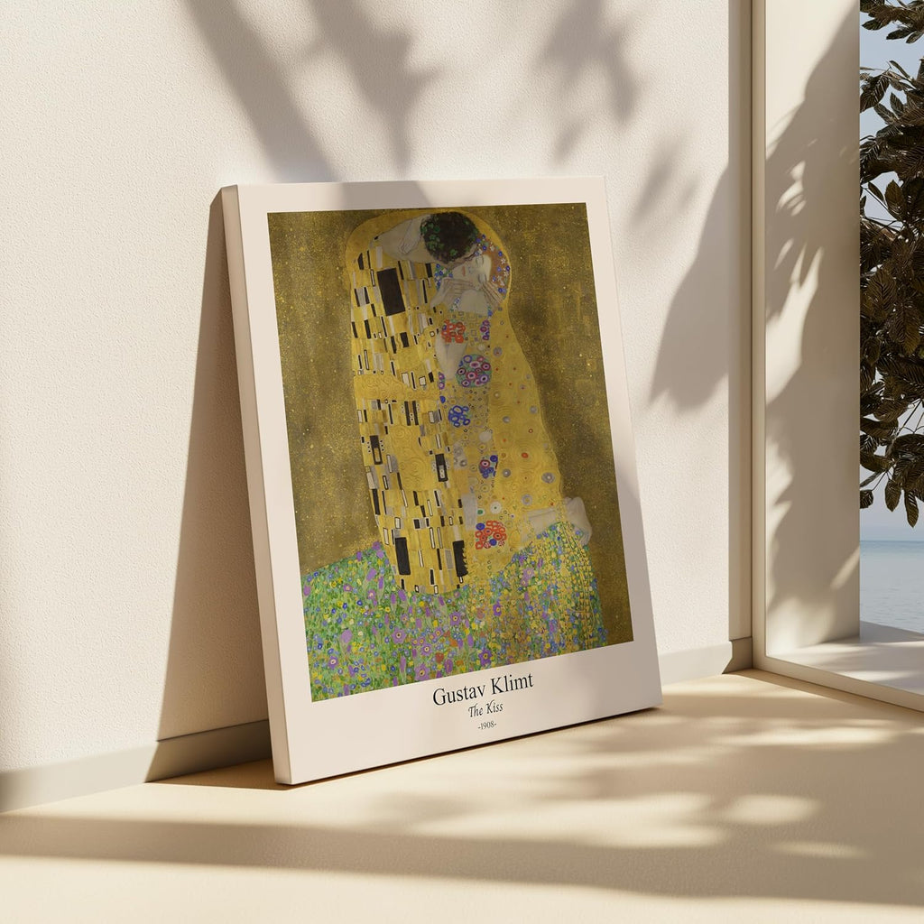 Poster Master Vintage Gustav Klimt Canvas - Retro The Kiss Print - Abstract Symbolism - Aesthetic Art - Classic Painting - Art Nouveau Living Room Wall Decor - 24x32 STRETCHED Canvas