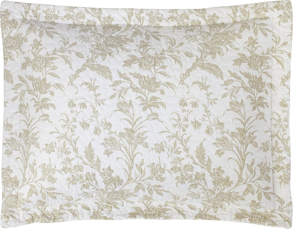 Laura Ashley - King Quilt Set, Soft Cotton Bedding with Reversible Design, Medium Weight for Year Round Use, 3 Piece Bed Set with Matching Pillowcases (Amberley Beige)