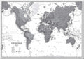 Maps International Medium Political World Wall Map - Black & White - Pinboard - 24 x 36