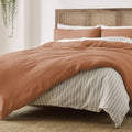 Blue Loom Duvet 100% Cotton Set, 3 Piece, Stone Washed Duvet Set King Size 104' x 92' with 2 Matching Pillow Shams, Comforter Not Included, Vivie - Clay Red