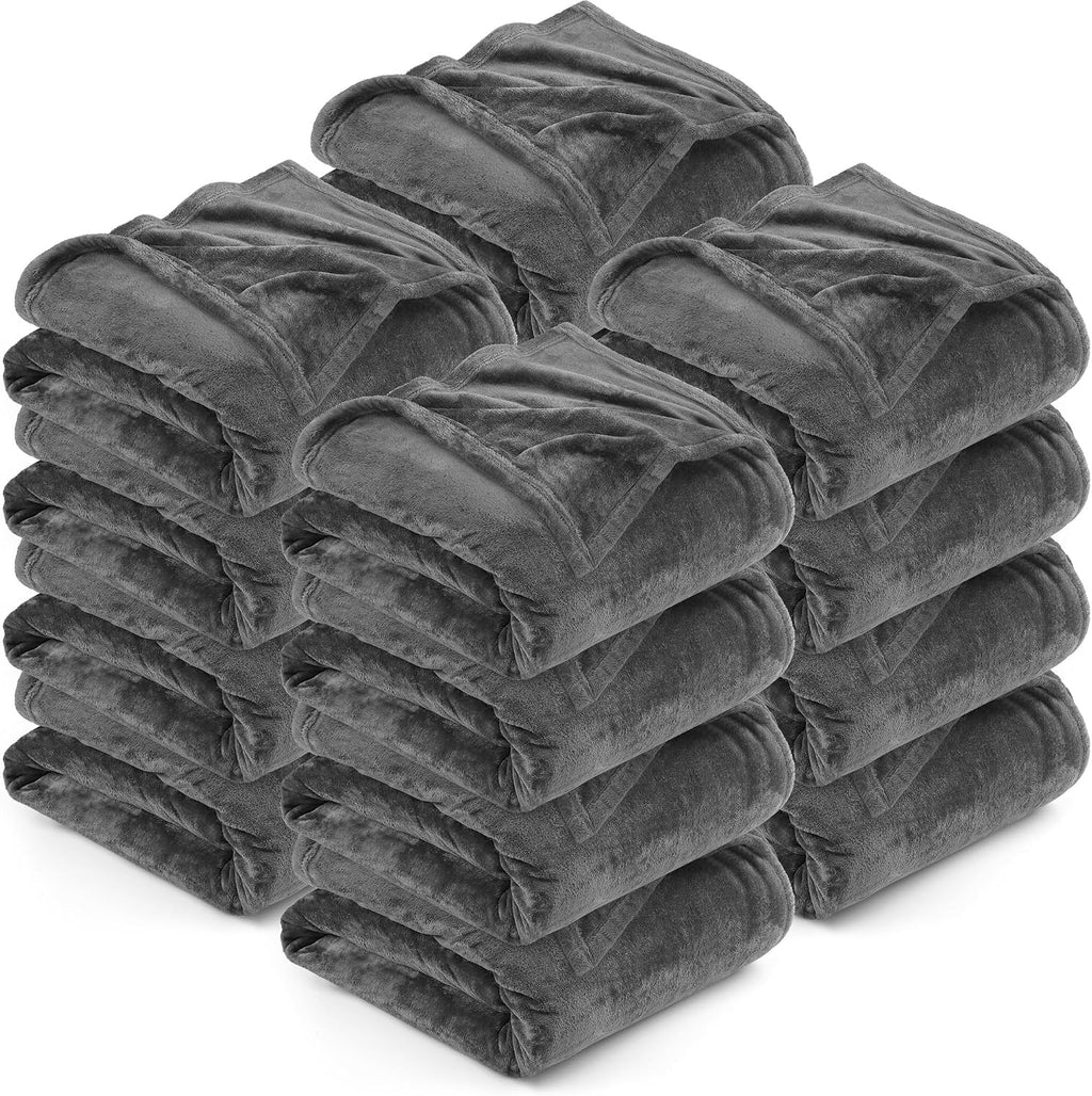 Utopia Bedding Grey 300GSM Fleece Blanket (Throw Size - 50x60 Inch) Luxury Soft Bed Blanket (Bulk Pack of 16)