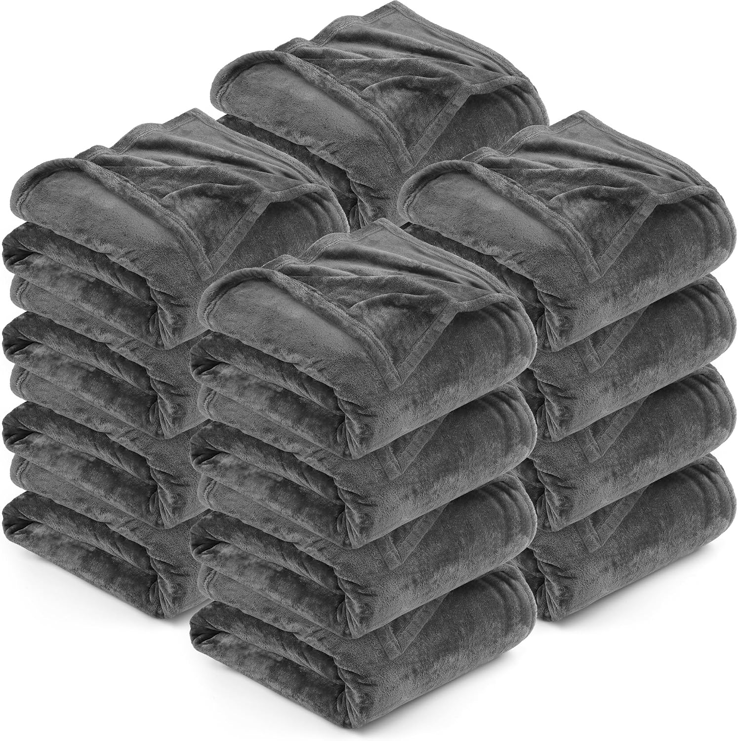 Utopia Bedding Grey 300GSM Fleece Blanket (Throw Size - 50x60 Inch) Luxury Soft Bed Blanket (Bulk Pack of 16)