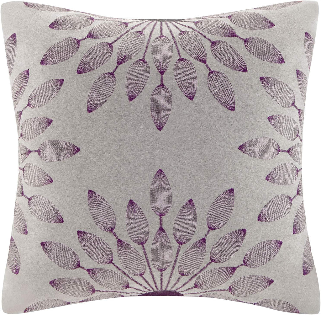 Madison Park - Palmer 7 Piece Comforter Set - Plum - California King - Pieced Microsuede - Includes 1 Comforter, 3 Decorative Pillows, 1 Bed Skirt, 2 Shams,Purple