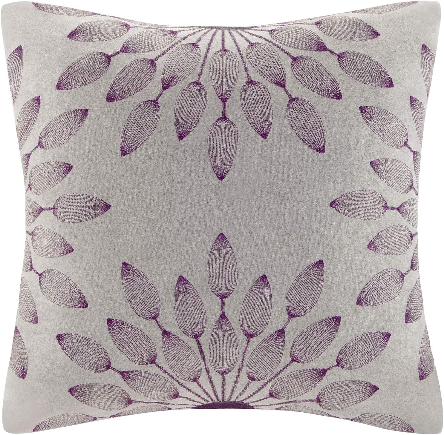 Madison Park - Palmer 7 Piece Comforter Set - Plum - California King - Pieced Microsuede - Includes 1 Comforter, 3 Decorative Pillows, 1 Bed Skirt, 2 Shams,Purple