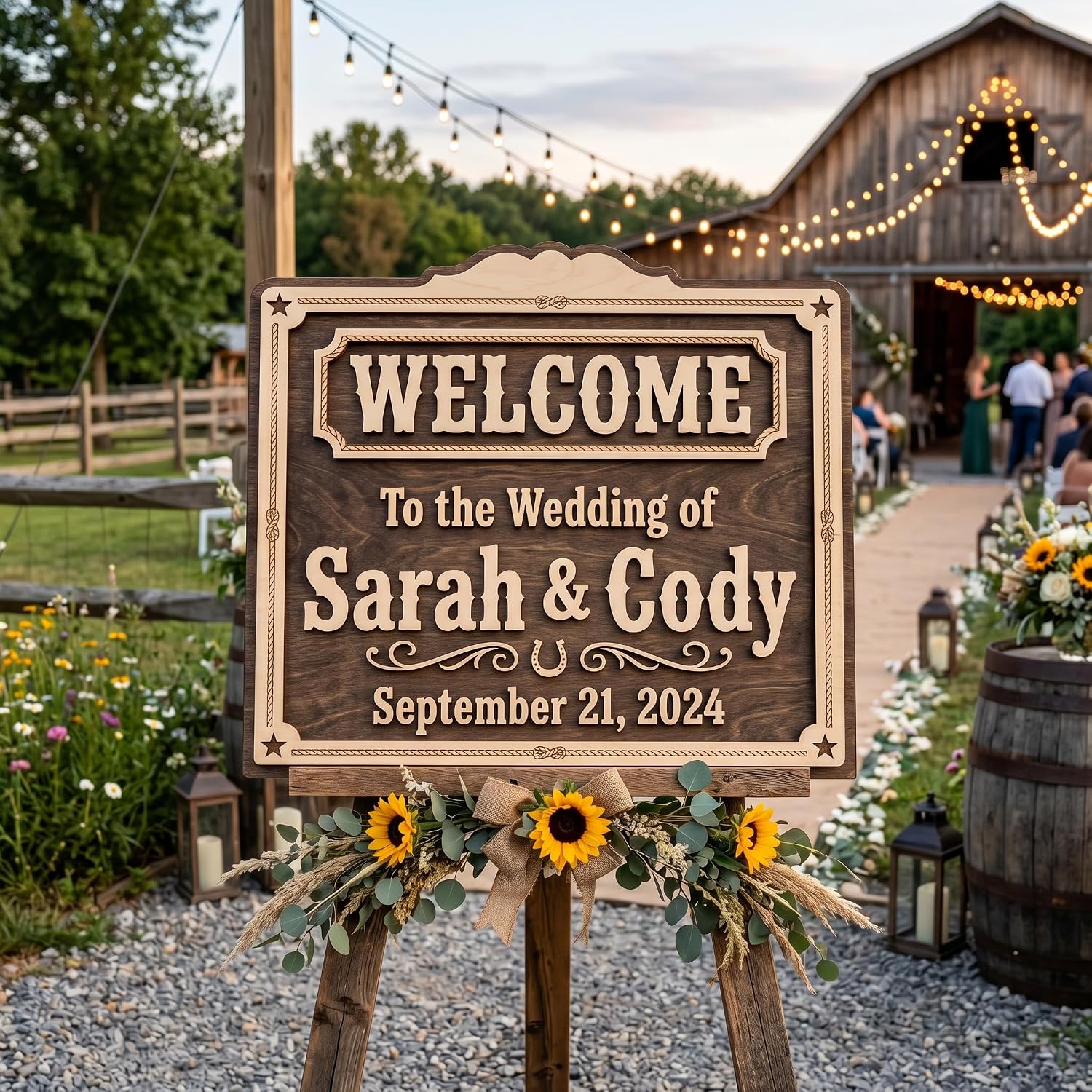 Personalized Wedding Welcome Sign, Custom 3D Wood Entrance Signage for Reception & Ceremony, Rustic Boho Barn Beach Themes, Wooden Name & Date Board Decor (16 Custom Designs)