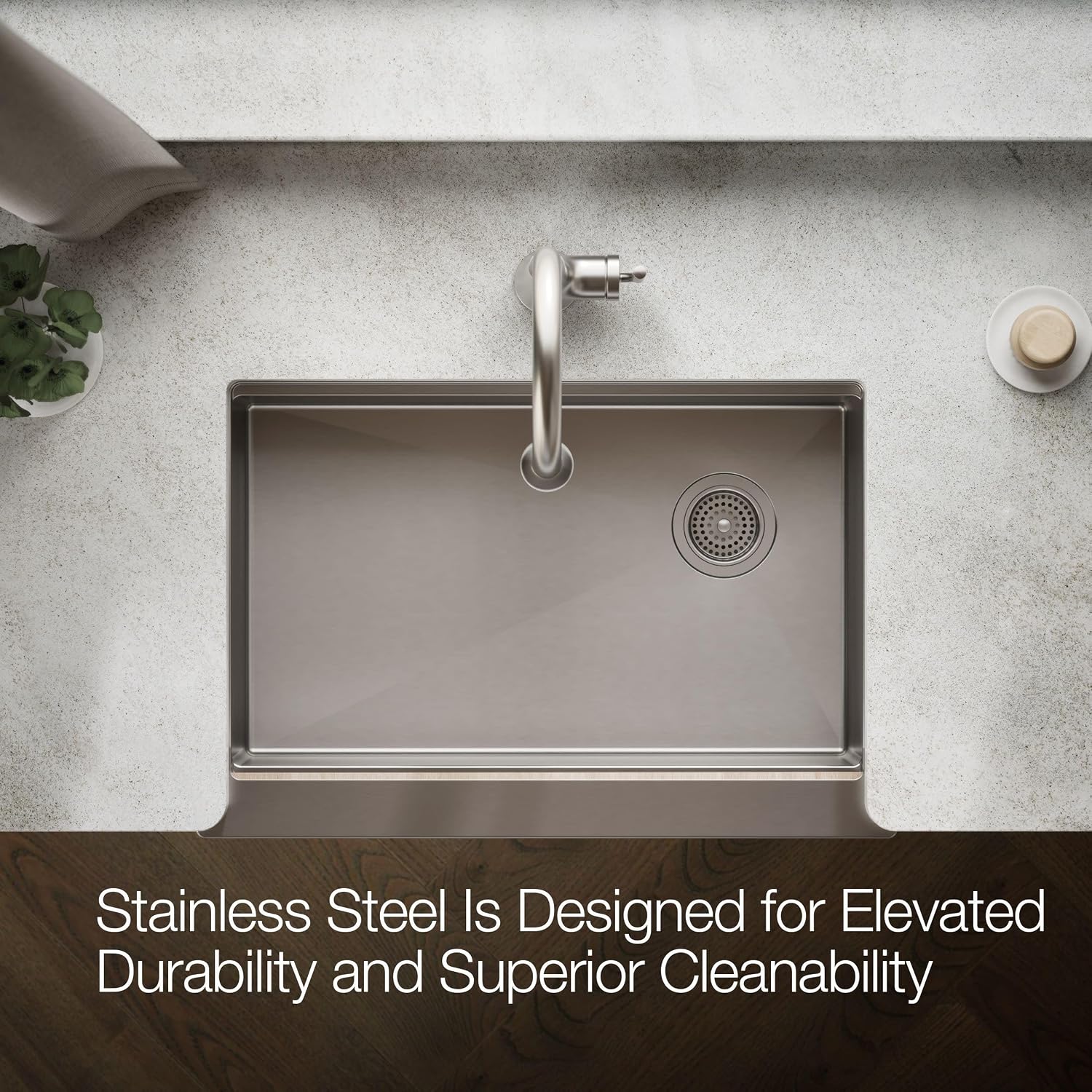 Kohler 33655-PC-NA Strive® 29-1/2' undermount single-bowl farmhouse workstation kitchen sink, Stainless Steel