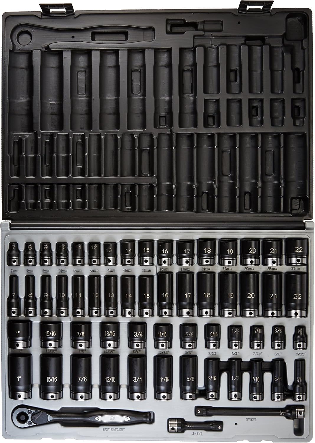 Grey Pneumatic Corp - 3/8 Dr. 59Pc Fract. Metric Duo-Socket Set - 6 P (81659CRD)