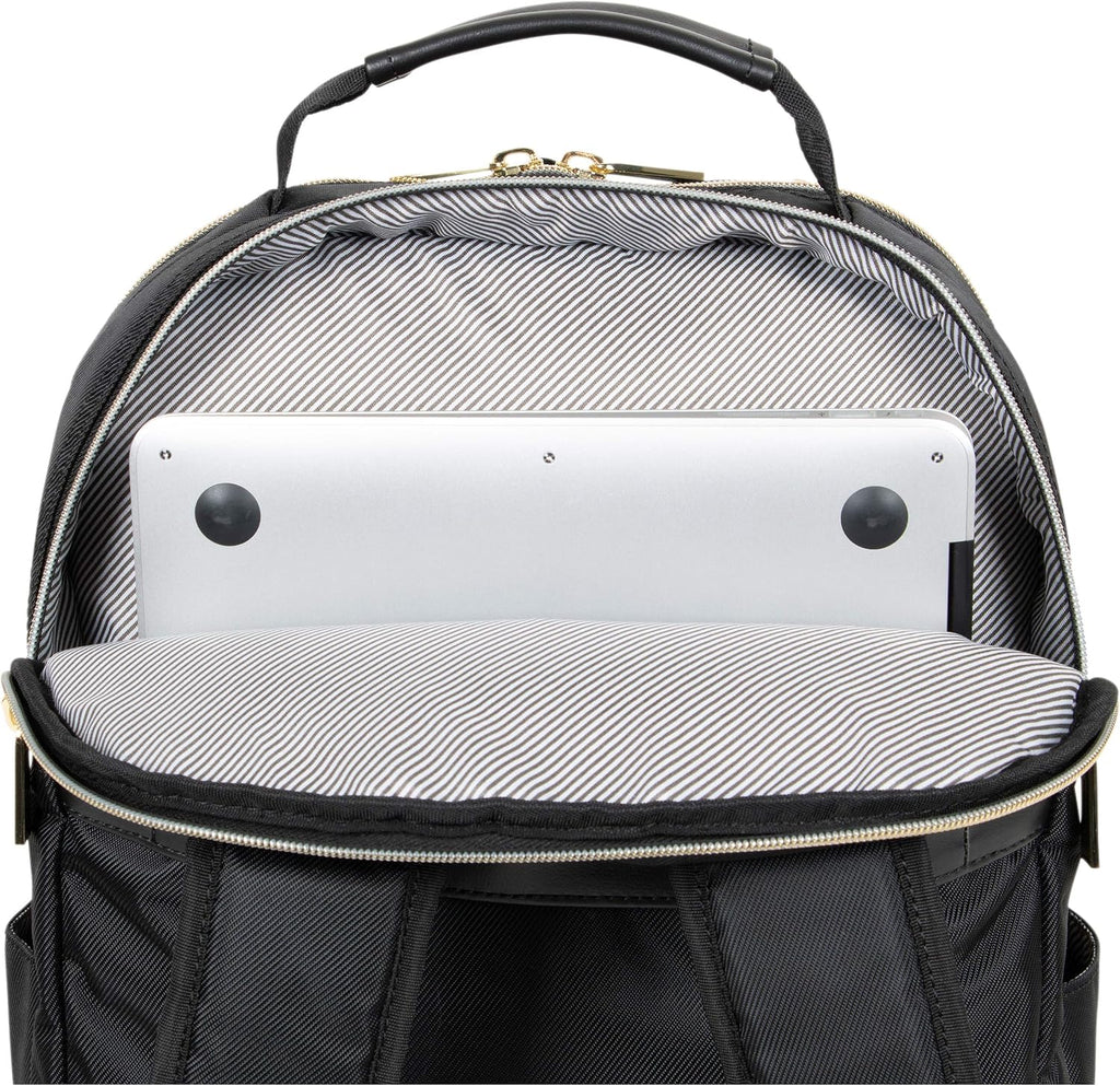 Kenneth Cole REACTION Madison Square Lightweight Hardside Chevron Expandable Spinner Luggage, Black, 2-Piece (20' Carry On + Backpack)