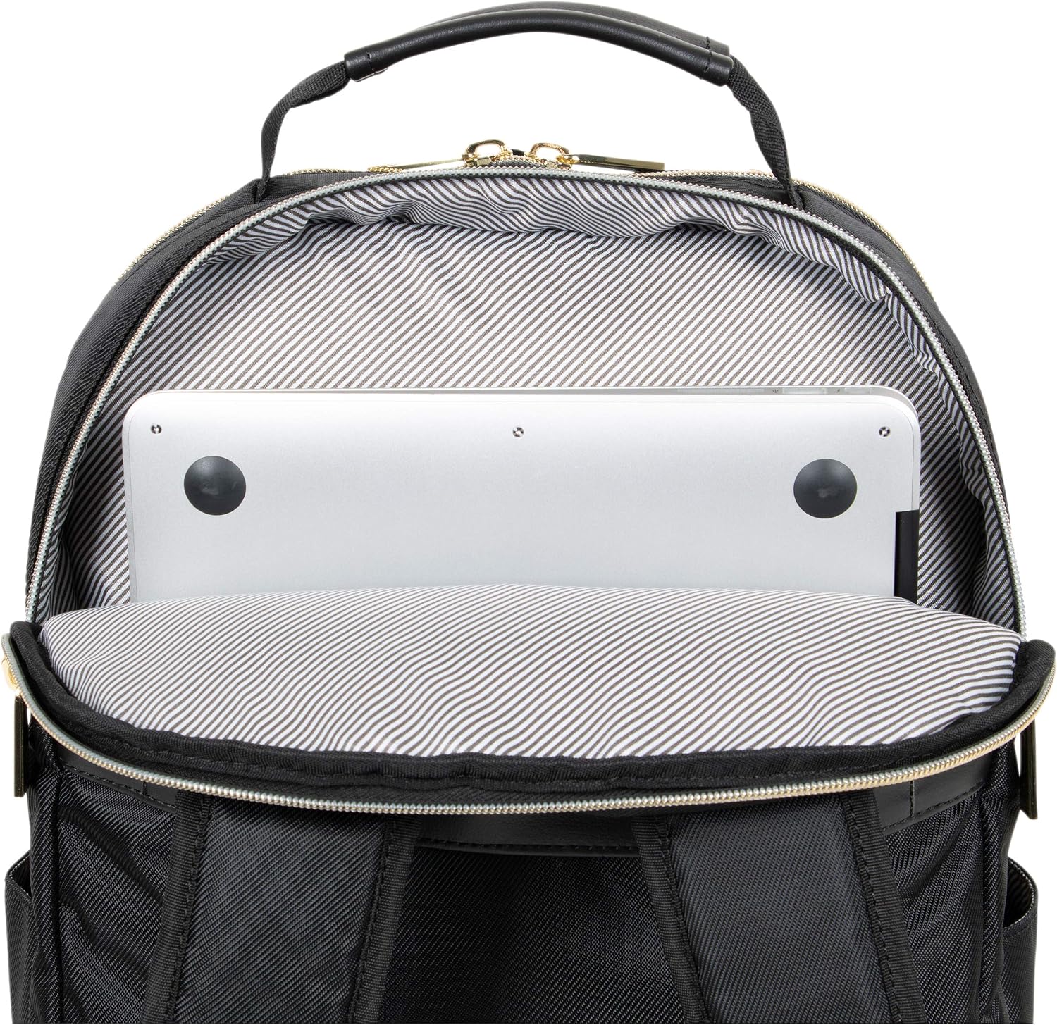 Kenneth Cole REACTION Madison Square Lightweight Hardside Chevron Expandable Spinner Luggage, Black, 2-Piece (20' Carry On + Backpack)