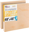 U.S. Art Supply 48' x 48' Unfinished Cradled Wood Panels for Painting, Gallery 1-1/2' Deep (2 Pack) - Artist Depth Wooden Wall Canvases - Mixed-Media Craft, Acrylic, Oil, Encaustic, Paint Pouring