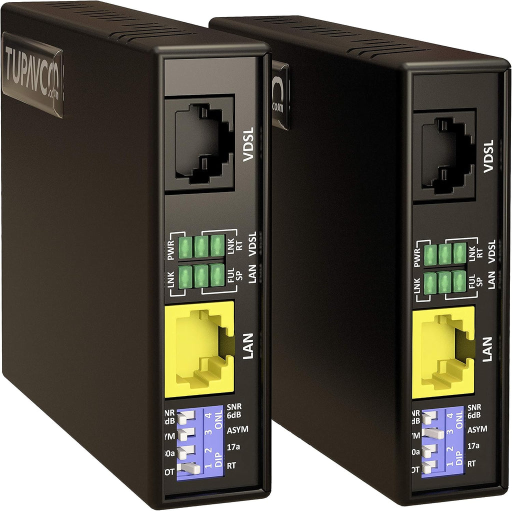 Ethernet Extender Kit - Network Cable Extension up to 7000ft (Plug & Play, Also Works with Phone Cable or Twisted Copper Wire) Tupavco TEX-100