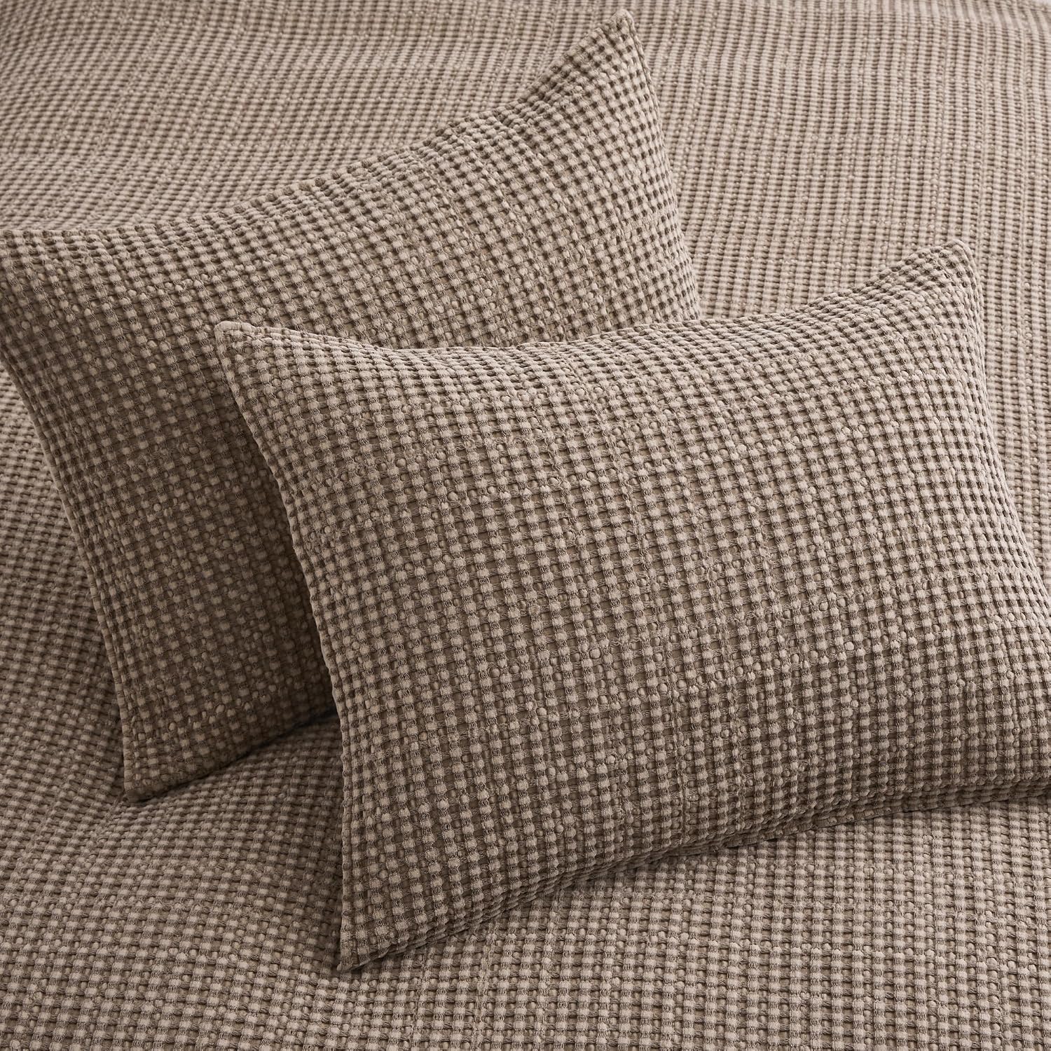 Levtex Home Mills Waffle Twin XL/Twin Quilt Set (68x86in) with 1 Pillow Sham (26x20in) - Cocoa - Cotton Waffle Twin Size Quilt Bedding Set - Lightweight, Soft, Pre-Washed