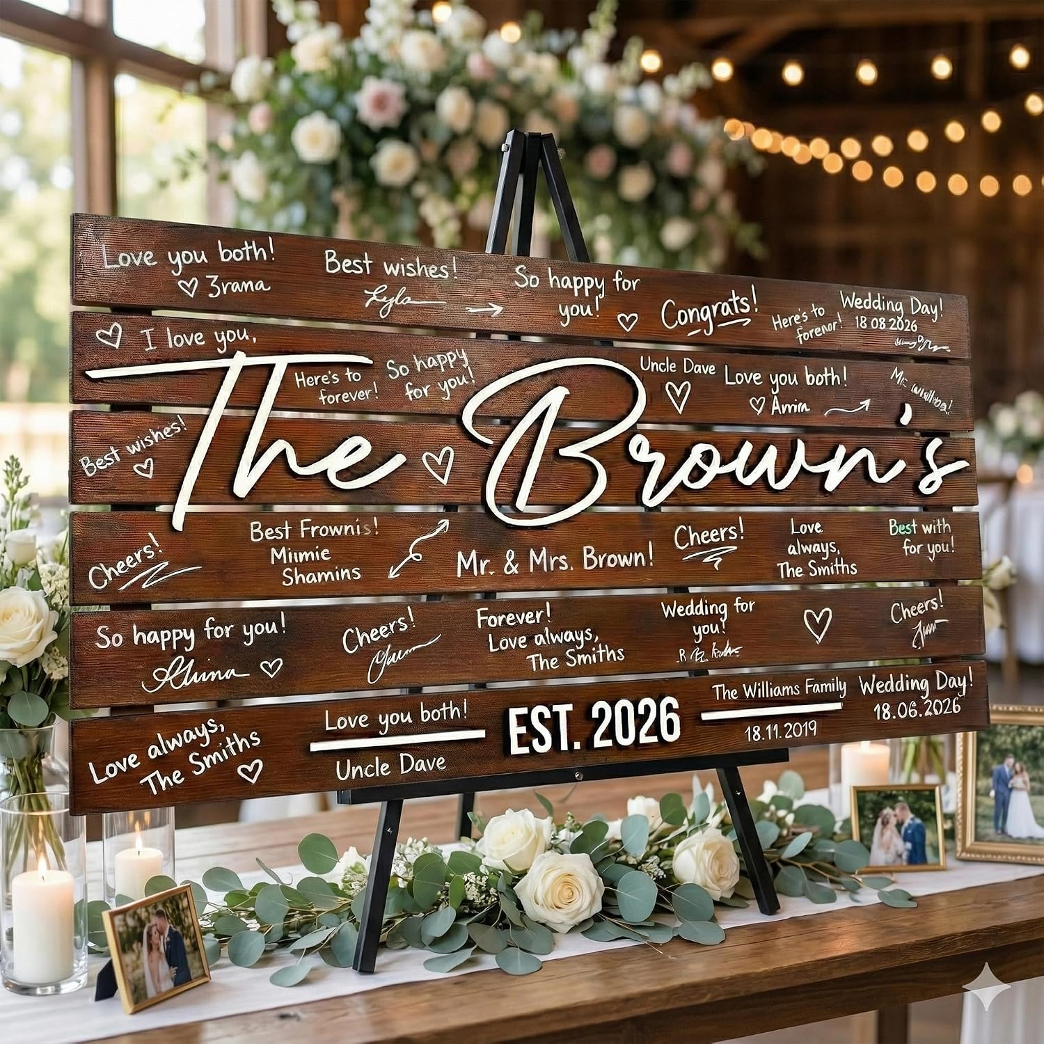 Personalized Big Size Wedding Guest Book Alternative Wooden Sign, Personalized Large Family Name Reception Decor, Rustic 3D Raised Lettering, Custom Solid Wood Signature Board (37.5x21')