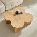 Nesting Coffee Table Set of 2 for Living Room, Couch/Bedroom Side, Butterfly Shaped Unique Cute, 31.49' Wood Irregular Fun Center Table for Small Space - Oak