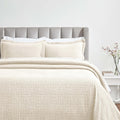 Superior 3 Piece Cotton Bedspread and Sham Set, Home Bed Decor, Decorative Bed Spread, 2 Pillow Shams, Medium Weight, Geometric Matelasse Coverlet, Bedding Essentials, Madrid Collection, Queen, Ivory