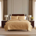 Martha Stewart - Queen Size Quilt Set, Soft & Smooth Sateen Bedding with a Light and Breathable Feel, 3 Piece Bed Set with Matching Pillowcases (Fern Embroidery Beige)