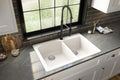 Karran 33' Drop-In/Top Mount Quartz Composite 1-Hole 60/40 Double Bowl Kitchen Sink in White