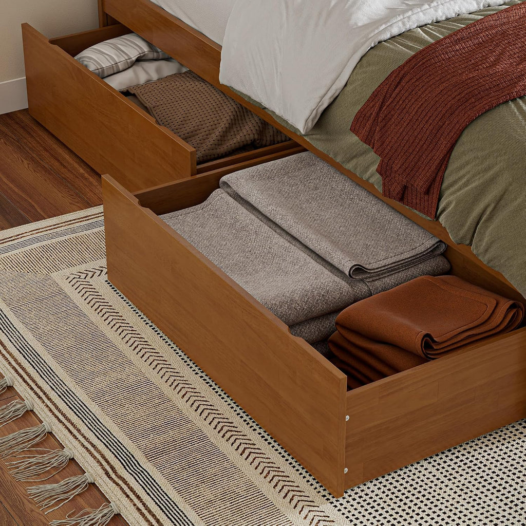 AFI, Nantucket Full Platform Bed with Footboard & Storage Drawers, Light Toffee