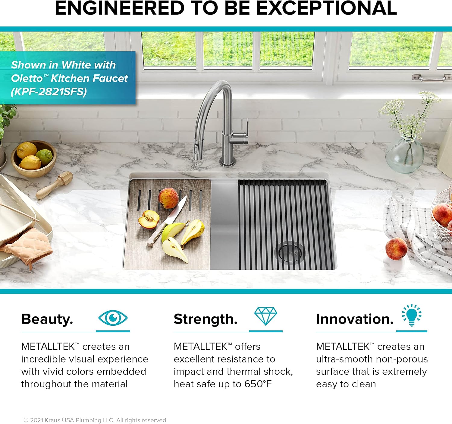 KRAUS Bellucci 30' in. Undermount Workstation Granite Kitchen Sink in Metallic Black with Accessories, KGUW2-30MBL