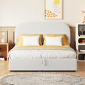 Upholstered Platform Bed with Hydraulic Storage System and Curved Shaped Headboard, Full Size Wood Bed Frame for Kids Adults Bedroom Furniture, Teddy Fleece Thick Upholstered Bed Grounded Bed