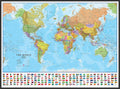 Maps International Large Political World Wall Map with Flags - Push Pin Board Mounted with Black Wood Frame - 36 x 48
