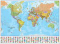 Maps International Large Political World Wall Map with Flags - Pinboard - 36 x 48