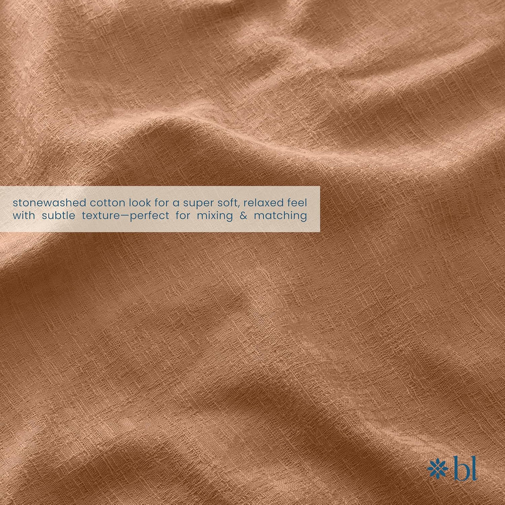Blue Loom Duvet 100% Cotton Set, 3 Piece, Stone Washed Duvet Set King Size 104' x 92' with 2 Matching Pillow Shams, Comforter Not Included, Vivie - Clay Red