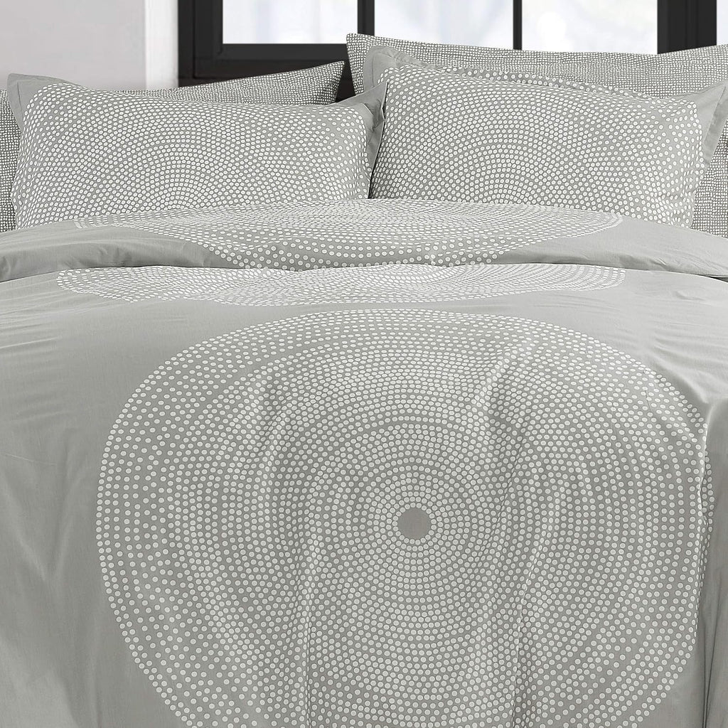 Marimekko - King Duvet Cover Set, Smooth Cotton Percale Bedding with Matching Shams, Lightweight Home Decor (Fokus Grey, King)