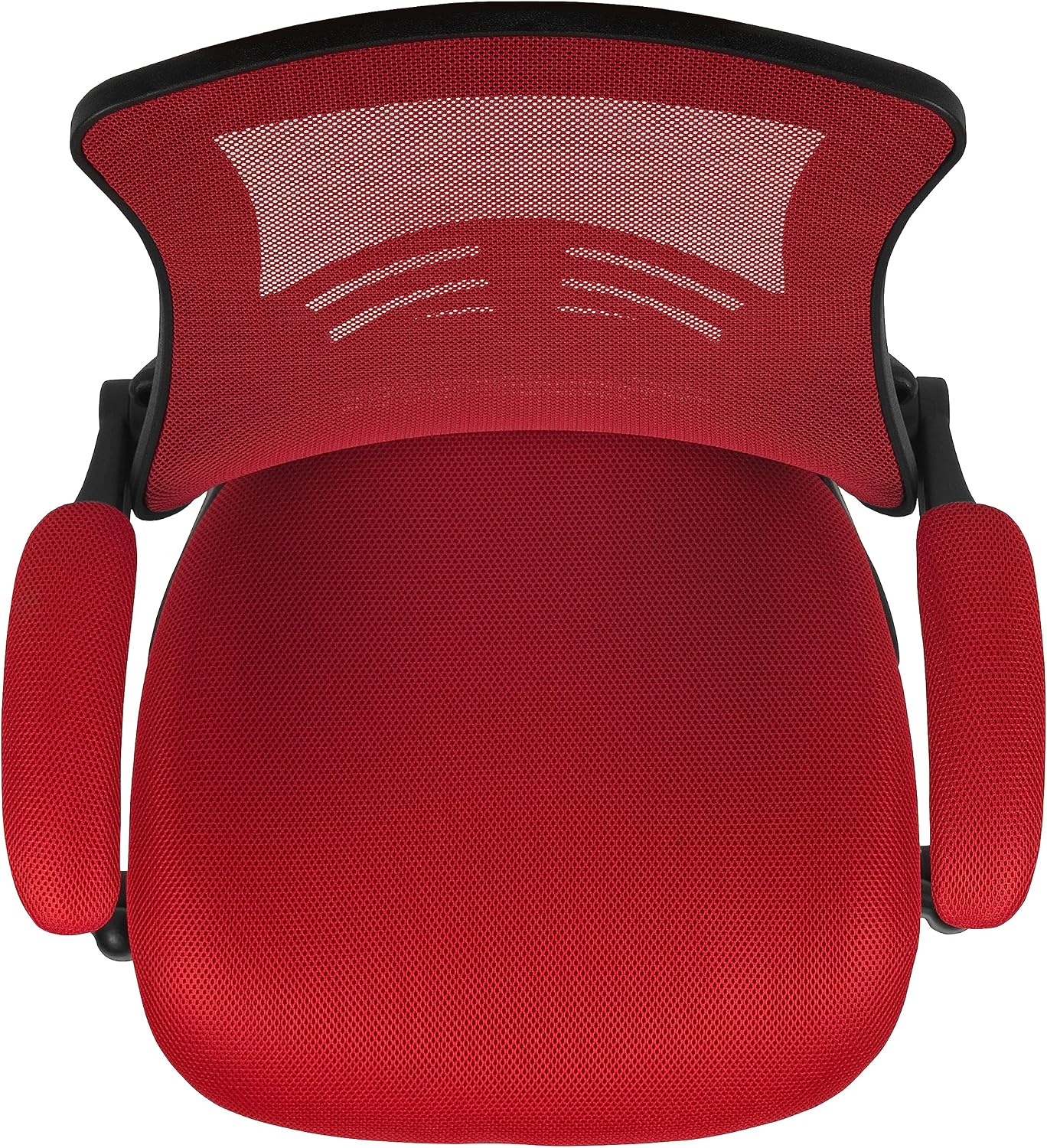 Flash Furniture Kelista Mid-Back Swivel Office Chair with Adjustable Seat Height, Ergonomic Mesh Desk Chair with Flip-Up Armrests, Red