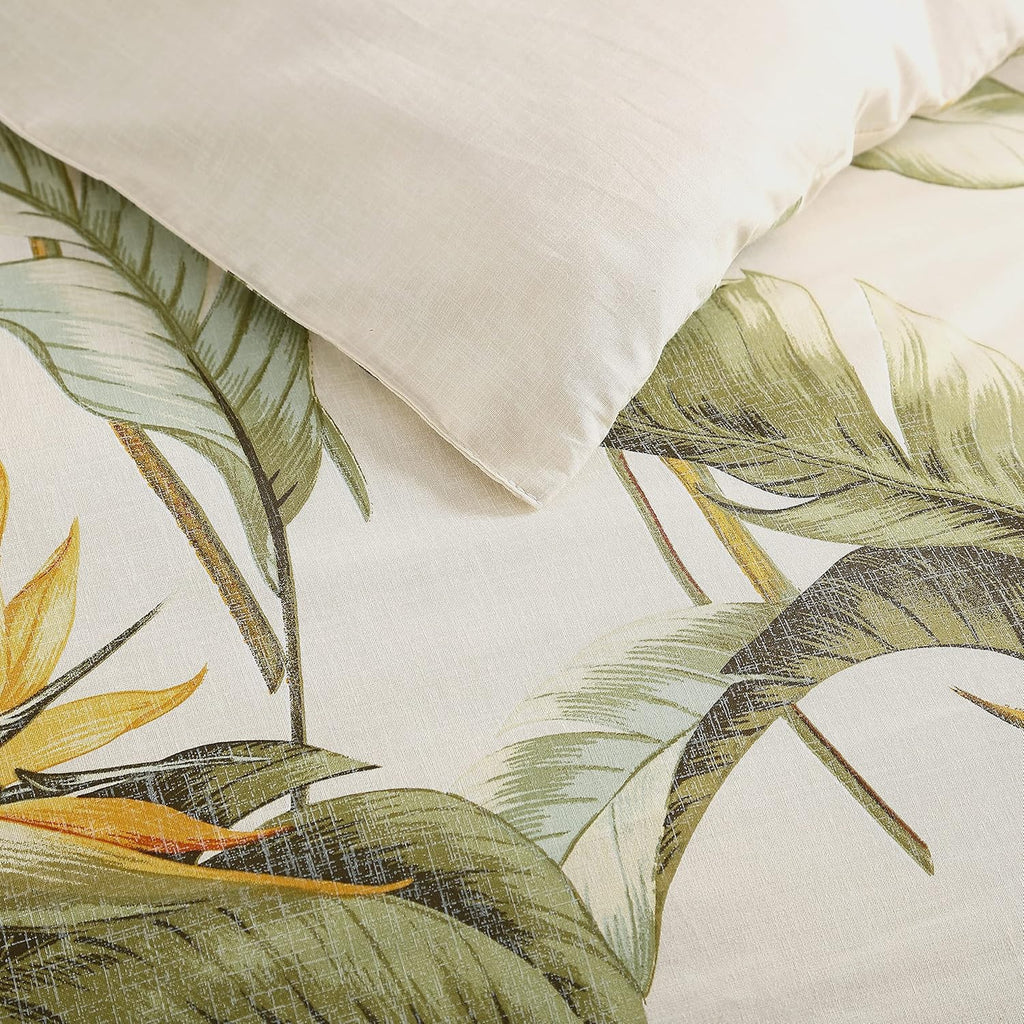 Tommy Bahama - Queen Comforter Set, Reversible Cotton Bedding with Matching Shams & Bonus Throw Pillows, Super Soft Bedding Set (Birds of Paradise Off-White, Queen)