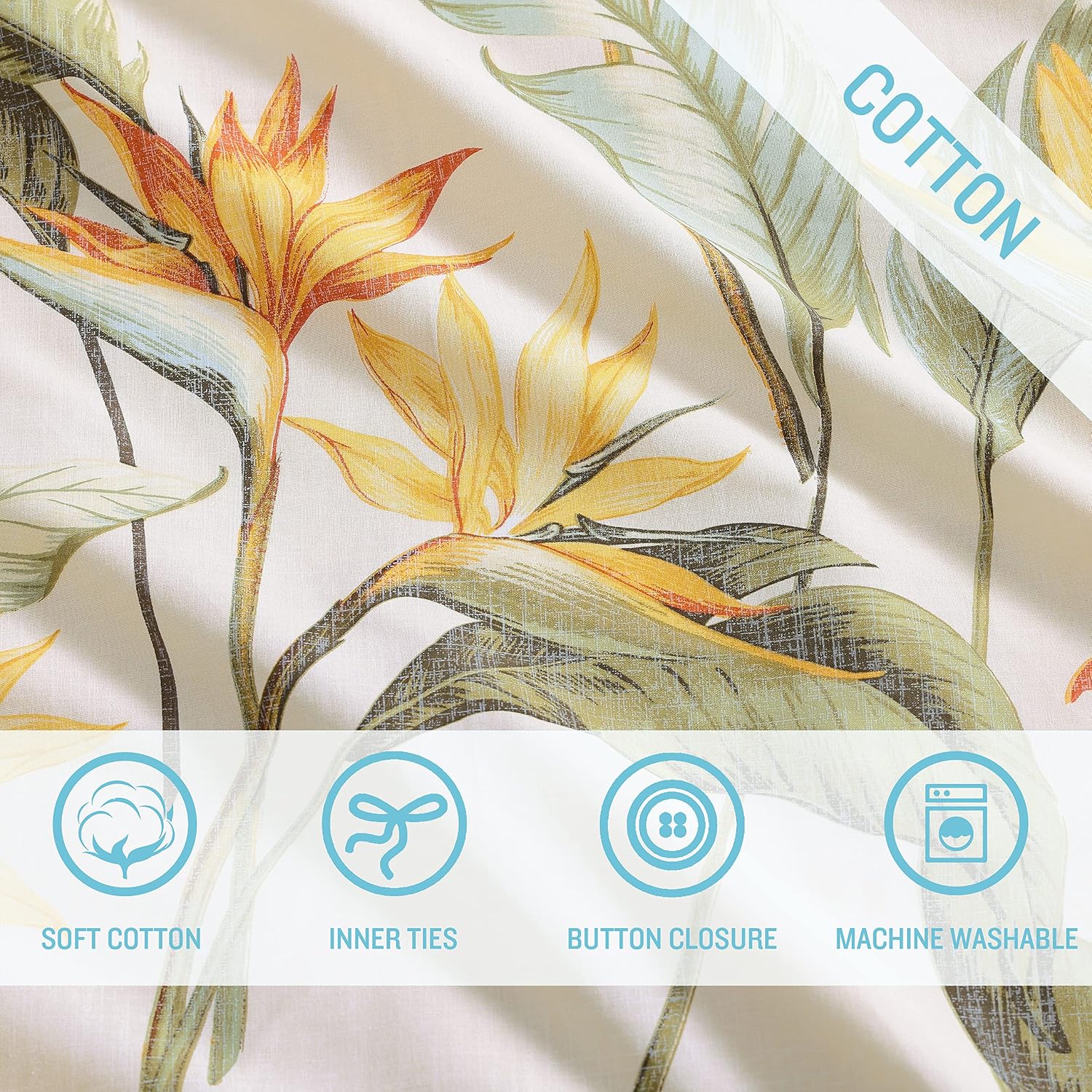 Tommy Bahama - Queen Comforter Set, Reversible Cotton Bedding with Matching Shams & Bonus Throw Pillows, Super Soft Bedding Set (Birds of Paradise Off-White, Queen)