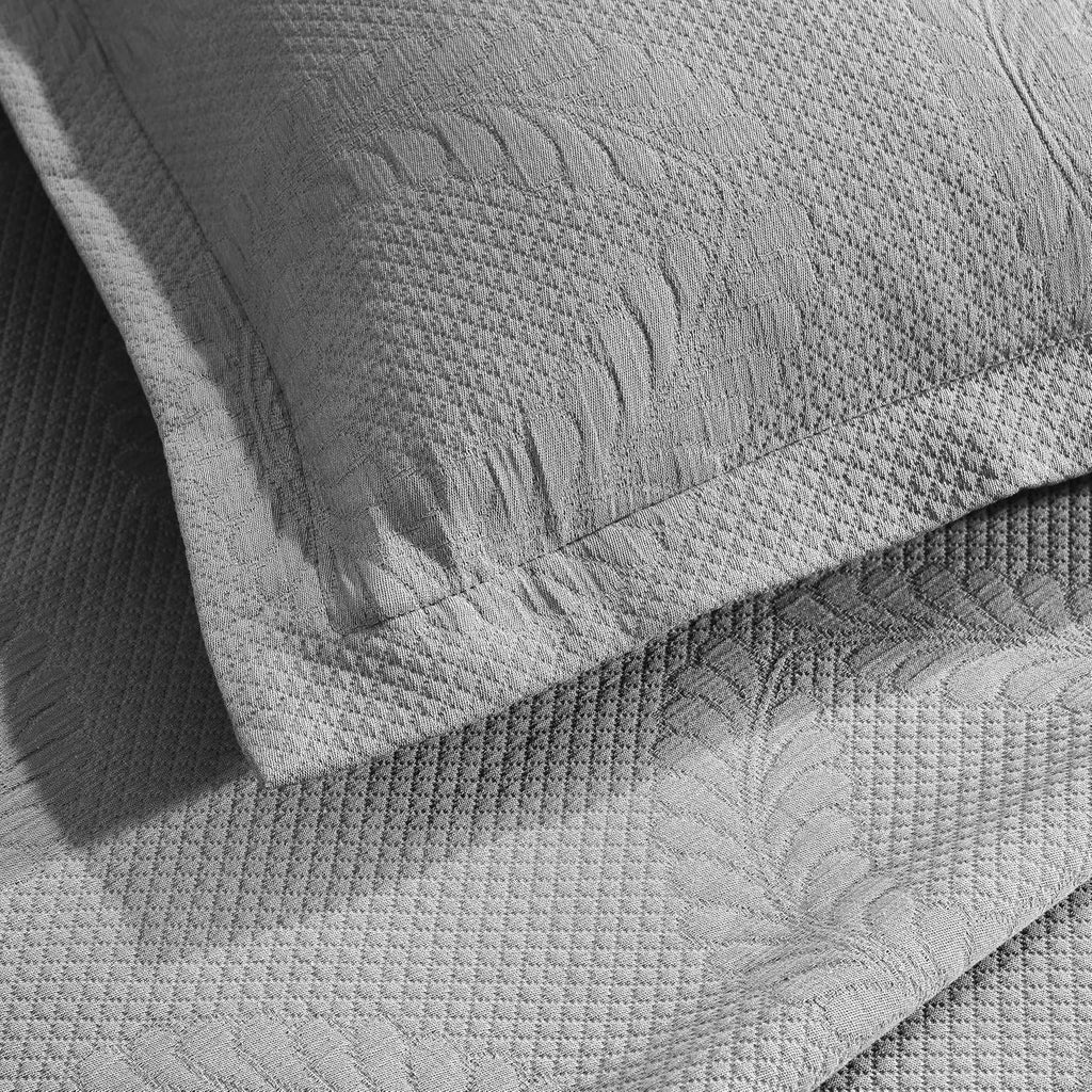 Superior 3 Piece Cotton Bedspread Set, Home Bed Decor, Decorative Bed Spread, 2 Pillow Shams, Medium Weight Blanket, Matelasse Coverlet, Bedding Essentials, Peploi Collection, California King, Grey