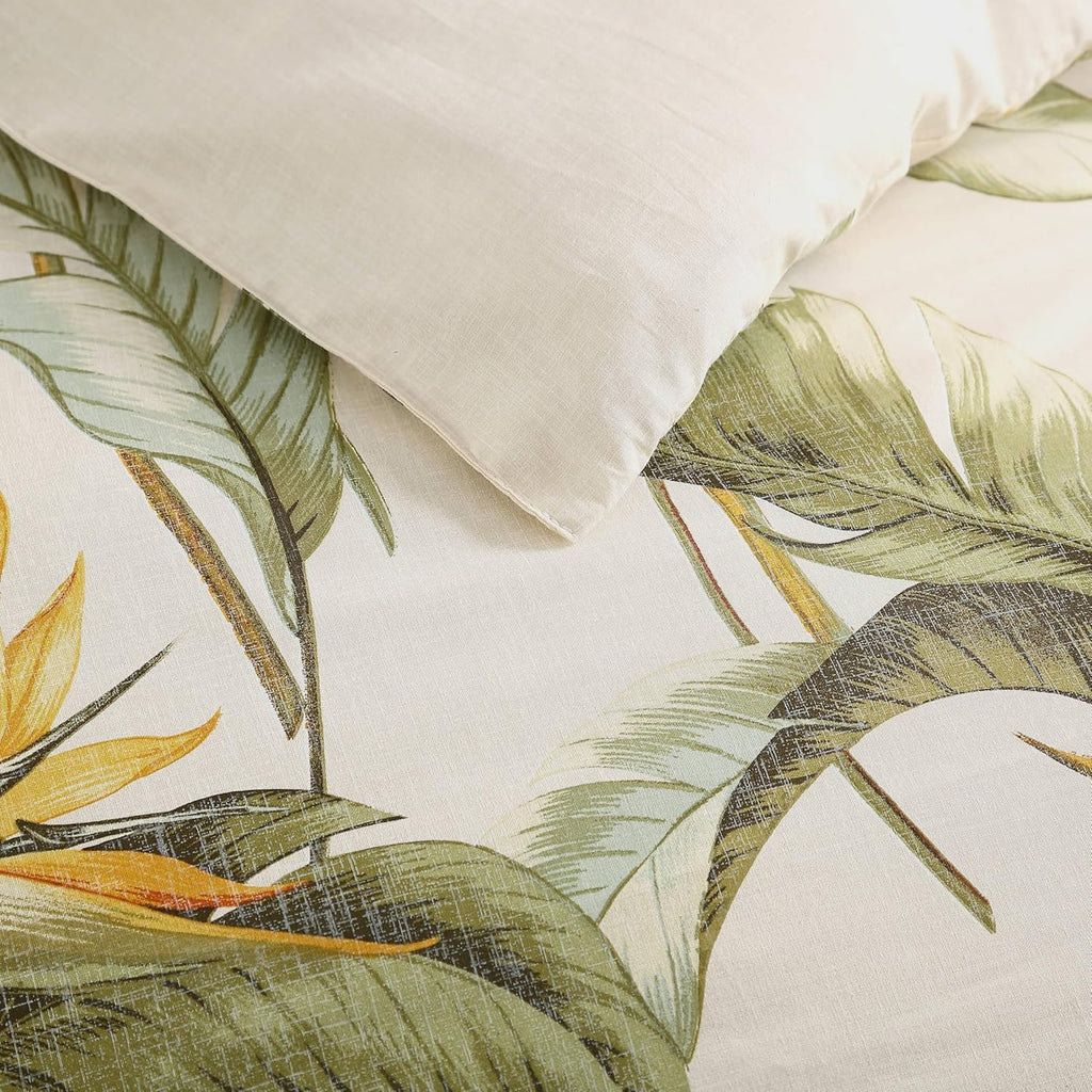 Tommy Bahama - King Comforter Set, Soft Woven Bedding with Matching Pillowcases & Bonus Throw Pillows, Medium Weight for Year Round Comfort, 5 Piece Bed Set (Birds of Paradise Off-White)
