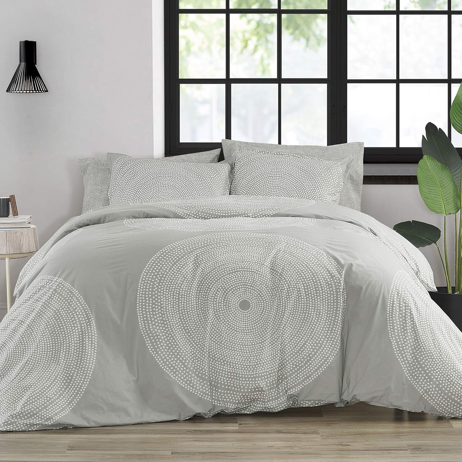 Marimekko - King Duvet Cover Set, Smooth Cotton Percale Bedding with Matching Shams, Lightweight Home Decor (Fokus Grey, King)